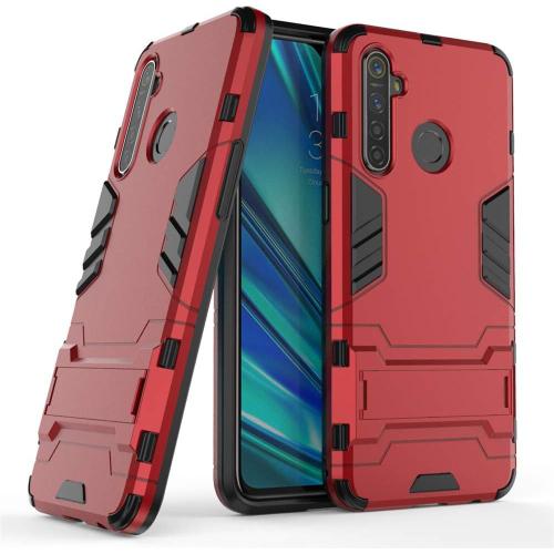 Coque Pour Oppo Realme 5 Pro/Realme Q 6,3 Pouces 2 En 1 Double Couches Étui Antichocs Protection Rigide Anti Choc Avec Fonction Support Rouge