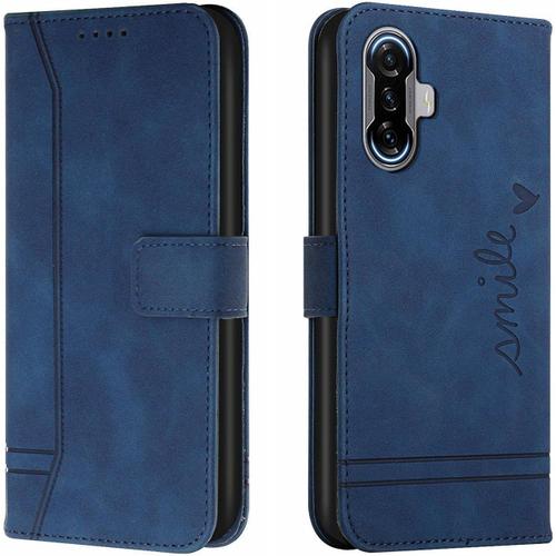 étui pour Poco F3 GT Mode Cuir Magnétique Pince Portefeuille Support Rabattable Anti Chute Housse Protection pour Xiaomi Poco F3 GT 6.67"" Bleu