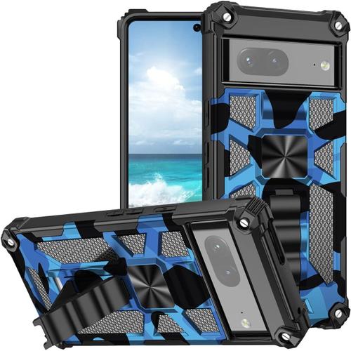 Coque Pour Google Pixel 7, Military Grade Camouflage Design Housse Étui Renforcée Antichoc Anti-Chute Bumper Case Pour Google Pixel 7 Yh Blue.