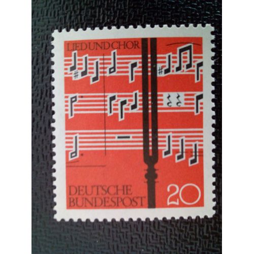 Timbre Allemagne / Rfa Yt 252 Diapason En Face De La Notation Musicale 1962 ( 11812 )