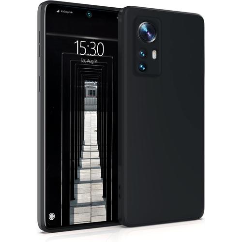 Coque Silicone Compatible Avec Xiaomi 12/12x Case Tpu Souple & Soft Cover Protection Extra Fine & Légère Étui Coloré Anti Choc Et Rayures Noir