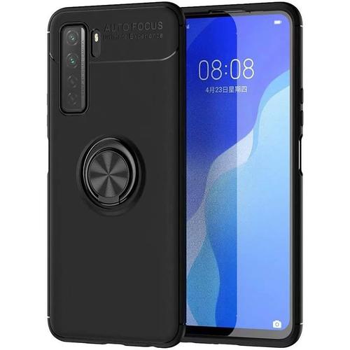 Coque Pour Huawei P40 Lite 5g Ultra Mince Tpu Silicone Antichoc Case Cover Avoir 360°Ring Stand Magnetique Pour Support Voiture Magnetique Noir