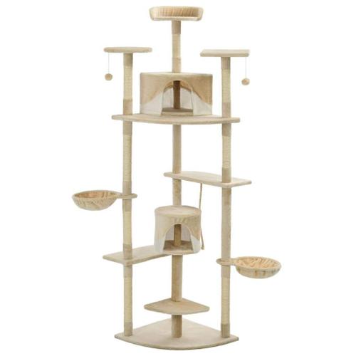 Arbre À Chat Griffoir Grattoir Niche Jouet Animaux Peluché En Sisal 203 Cm Beige Et Blanc Helloshop26 3702121