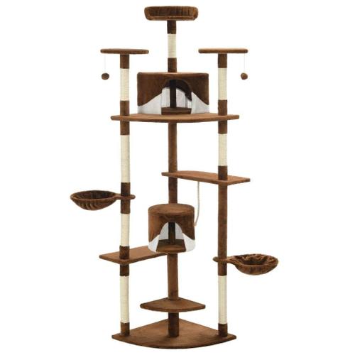 Arbre À Chat Griffoir Grattoir Niche Jouet Animaux Peluché En Sisal 203 Cm Marron Et Blanc Helloshop26 3702114