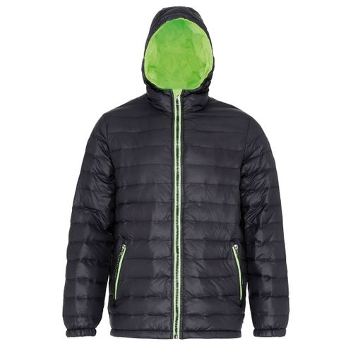 Doudoune Matelass?E Manches Longues Pour Homme - Ts016 - Noir Et Lime