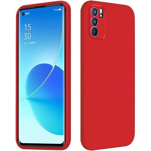 Compatible Avec Coque Oppo Reno 6 5g Silicone Liquide Soft Smooth Touch Etui Oppo Reno 6 5g Silicone Antichoc Case Thin Housse Vert Foncé Rouge