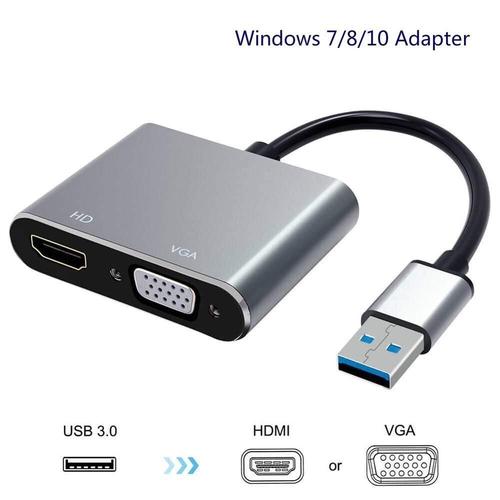 ADAPTATEUR USB 3.0 VERS VGA + HDMI -BEWINNER