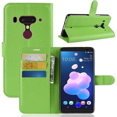 Coque Htc U12 Plus Antichoc Portefeuille Étui Housse En Cuir À Rabat Flip Cover Case Avec Porte Carte Chiusura Magnetica Pour Htc U12 Plus Vert