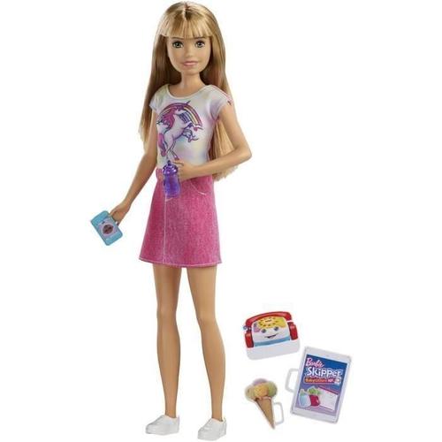 Barbie - Babysitter Blonde - Coffret Poupee Mannequin - Poupee Baby-Sitter Avec Accessoires - Mattel