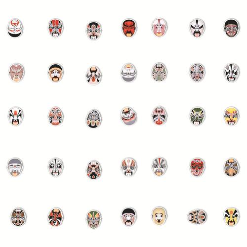 100 masques faciaux masques d'opéra de Pékin autocollants de dessin animé du patrimoine culturel chinois imperméable à l'eau pour ordinateur portable décoration de tasse d'eau plus malade A935