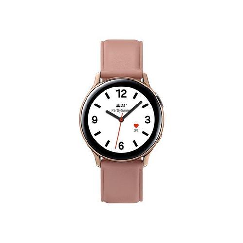 Samsung Galaxy Watch Active 2 - 40 Mm - Acier Inoxydable Doré - Montre Intelligente Avec Bracelet - Cuir - Rose - Affichage 1.2" - 4 Go - Wi-Fi, Nfc, Bluetooth - 37 G