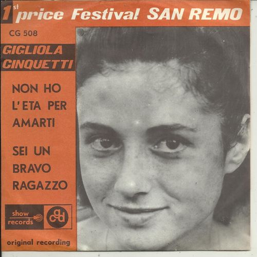 1st Price Festival San Remo : Non Ho L'eta' (Per Amarti) (Panzeri - Nina) / Sei Un Bravo Ragazzo (Polito - Migliacci)