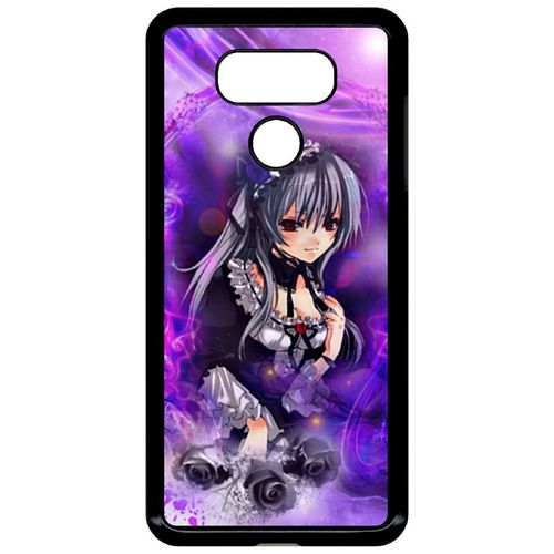 Coque Pour Smartphone - Manga Fille Violet - Compatible Avec Lg G6 - Plastique - Bord Noir