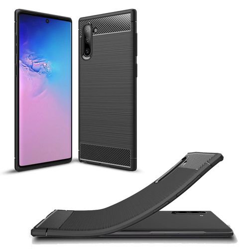 Coque Brossée Noire Samsung Galaxy Note 10 Carbon Fiber Antichoc - Accessoires Pochette Case