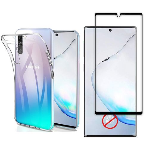 Pack Protection Intégrale 360 Degres Samsung Galaxy Note 10 : Coque Gel De Protection En Tpu Invisible Arrière Transparente Et Protection Écran Full Cover Noir - Accessoires Pochette Case