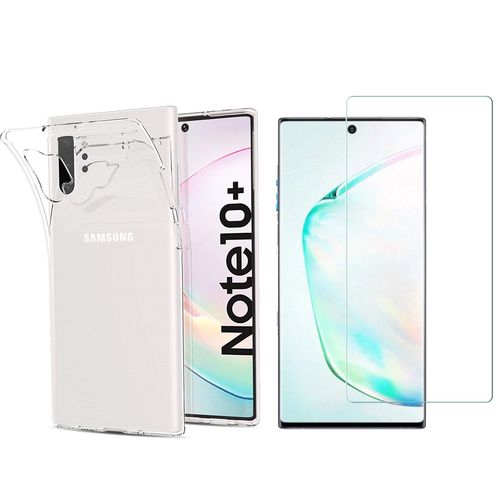 Pack Protection Intégrale 360 Degres Samsung Galaxy Note 10 Plus (Note 10+) : Coque Gel De Protection En Tpu Invisible Arrière Transparente Et Protection Écran Classique - Accessoires Pochette Case