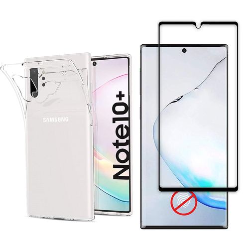 Pack Protection Intégrale 360 Degres Samsung Galaxy Note 10 Plus (Note 10+) : Coque Gel De Protection En Tpu Invisible Arrière Transparente Et Protection Écran Full Cover Noir - Accessoires Pochette Case