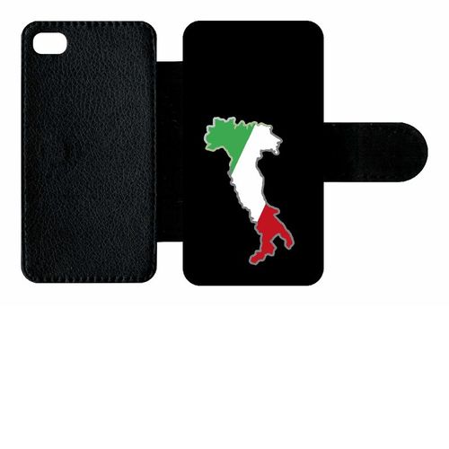 Etui A Rabat - Botte Italie Fond Noir - Compatible Avec Apple Iphone 4s - Simili-Cuir - Bord Noir