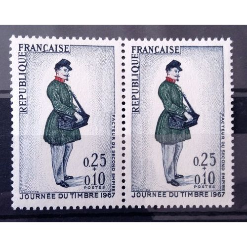 Journée Timbre 1967 - Facteur Second Empire 0,35 (Impeccables N° 1516) Paire Neufs** Luxe (= Sans Trace De Charnière) - France Année 1967 - N10923
