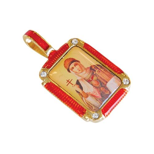 Pendentif Emaillé - Icône Marie-Madeleine Rouge .