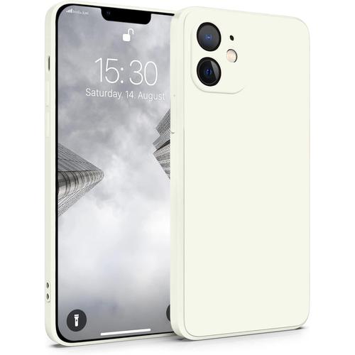 Coque Silicone Compatible Avec Apple Iphone 12 Case Tpu Souple & Soft Cover Protection Extra Fine & Légère Étui Coloré Anti Choc Et Rayures Blanc