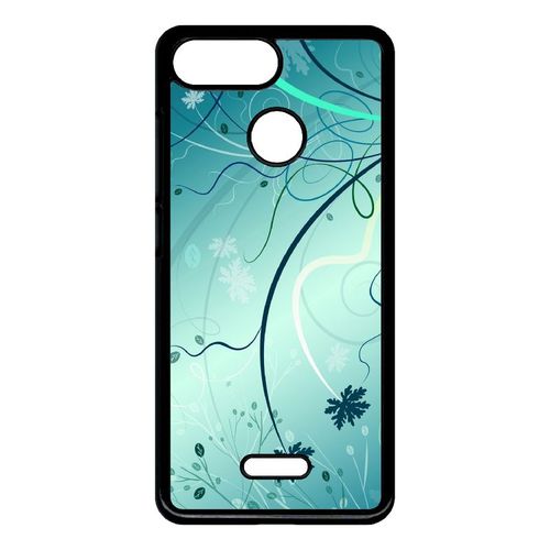 Coque Xiaomi Redmi 6 - Abstrait Turquoise Fleur - Noir