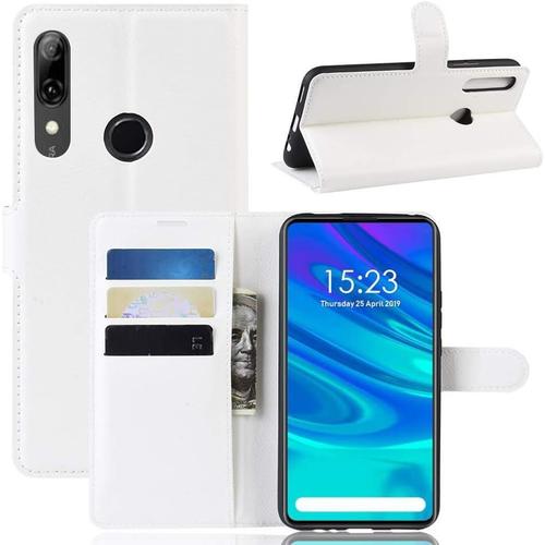 Etui Compatible Avec Huawei P Smart Z Portefeuille Folio Etui P Smart Z Protection Simili Cuir Housse P Smart Z Wallet Fermeture Magnétique Blanc