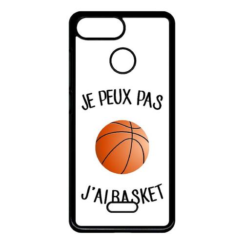 Coque Pour Smartphone - Je Peux Pas J Ai Basket Fond Blanc - Compatible Avec Xiaomi Redmi 6 - Plastique - Bord Noir