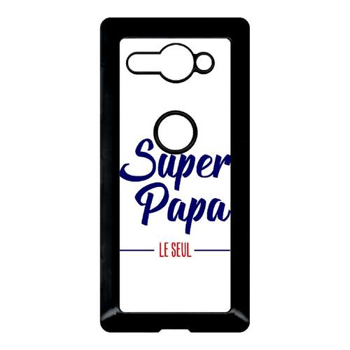 Coque Pour Smartphone - Super Papa Le Seul Fond Blanc - Compatible Avec Sony Xperia Xz2 Compact - Plastique - Bord Noir