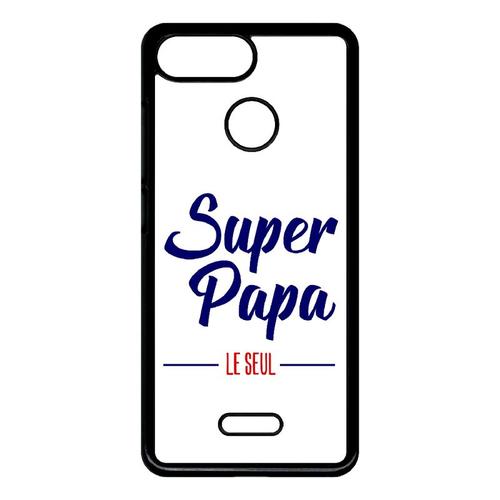 Coque Pour Smartphone - Super Papa Le Seul Fond Blanc - Compatible Avec Xiaomi Redmi 6 - Plastique - Bord Noir