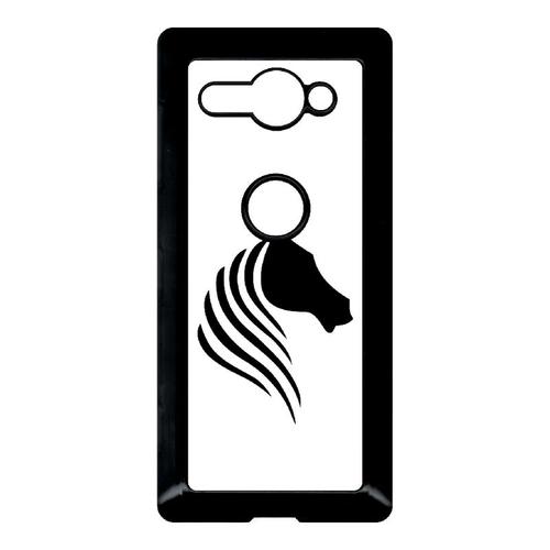 Coque Pour Smartphone - Cheval Fond Blanc - Compatible Avec Sony Xperia Xz2 Compact - Plastique - Bord Noir