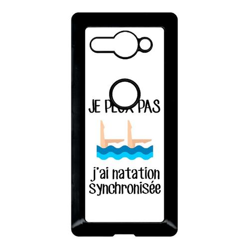 Coque Pour Smartphone - Je Peux Pas J Ai Natation Synchronisee Fond Blanc - Compatible Avec Sony Xperia Xz2 Compact - Plastique - Bord Noir