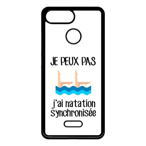 Coque Pour Smartphone - Je Peux Pas J Ai Natation Synchronisee Fond Blanc - Compatible Avec Xiaomi Redmi 6a - Plastique - Bord Noir