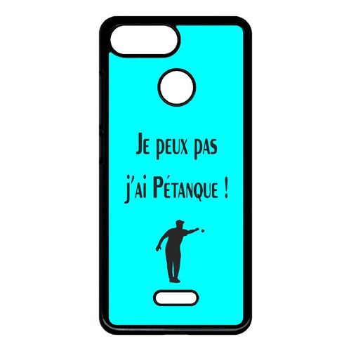 Coque Pour Smartphone - Je Peux Pas J Ai Petanque Turquoise - Compatible Avec Xiaomi Redmi 6 - Plastique - Bord Noir