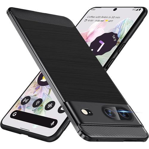 Coque Pour Google Pixel 7 63''fibre De Carbone Coque Premium Google Pixel 7 Antichoc Protection Antichute Ultra Fine Tpu Souple Durable Étui Noir