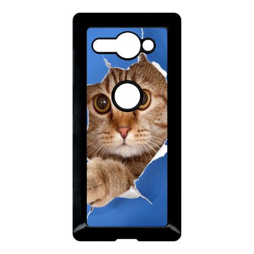 Coque Pour Xperia Xz2 Compact - Chat Trou - Noir