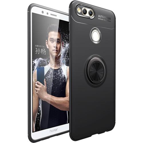 Coque Pour Honor 7x Avec Anneaudoux Slim Fit Housse En Silicone Coque Ultramince Avec Plaque Métallique Pour Support Téléphone Voiture Magnétique