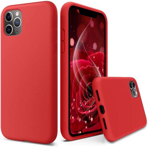 Coque Pour Iphone 14 Pro Max, Housse Étui Iphone 14 Pro Max Silicone Liquide Avec Tissu Microfibre Coussin Ultra Mince Anti-Choc Case Cover Rouge