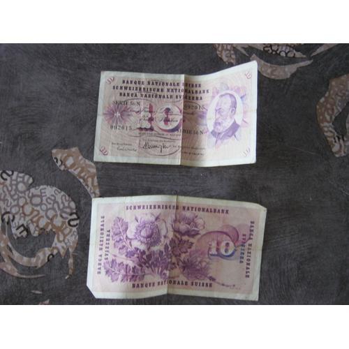 Lot De Deux Billets De 10 Francs Suisses