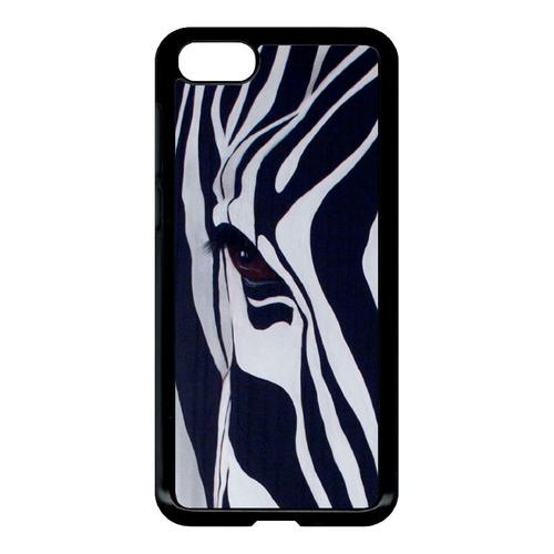 Coque Pour Smartphone - Motif Zebre Noir Et Blanc - Compatible Avec Huawei Y5 Prime (2018) - Plastique - Bord Noir