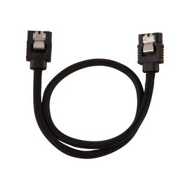 CORSAIR Premium Sleeved - Câble SATA - Serial ATA 150/300/600 - SATA (M) pour SATA (M) - 30 cm - noir