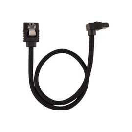 CORSAIR Premium Sleeved - Câble SATA - Serial ATA 150/300/600 - SATA (M) droit, verrouillé pour SATA (M) à angle droit - 30 cm - noir (pack de 2)
