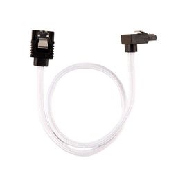 CORSAIR Premium Sleeved - Câble SATA - Serial ATA 150/300/600 - SATA (M) droit, verrouillé pour SATA (M) à angle droit - 30 cm - blanc (pack de 2)