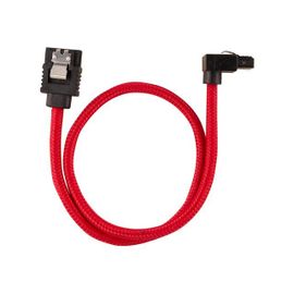 CORSAIR Premium Sleeved - Câble SATA - Serial ATA 150/300/600 - SATA (M) droit, verrouillé pour SATA (M) à angle droit - 30 cm - rouge (pack de 2)