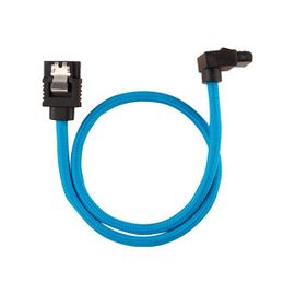 CORSAIR Premium Sleeved - Câble SATA - Serial ATA 150/300/600 - SATA (M) droit, verrouillé pour SATA (M) à angle droit - 30 cm - bleu (pack de 2)