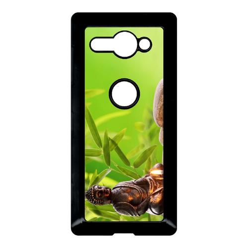 Coque Pour Smartphone - Zen Attitude Bouddha Bougie - Compatible Avec Sony Xperia Xz2 Compact - Plastique - Bord Noir