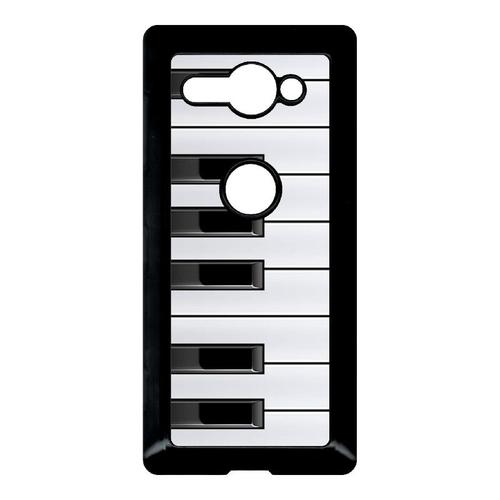 Coque Pour Smartphone - Touche De Piano Noir Et Blanc - Compatible Avec Sony Xperia Xz2 Compact - Plastique - Bord Noir