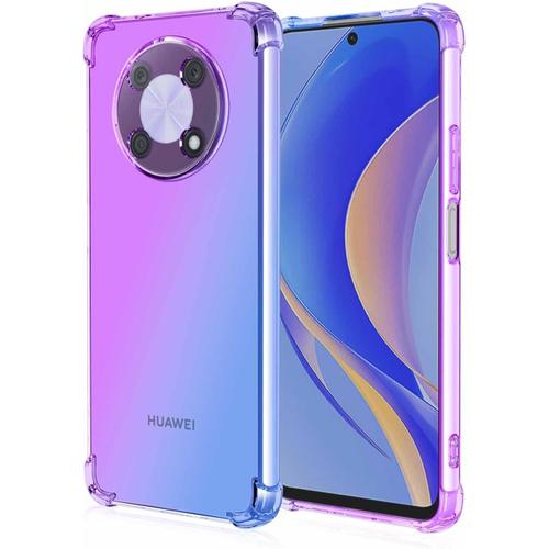 Couleur Dégradée Coque Pour Huawei Nova Y90, Transparent Silicone Tpu Antichoc Bumper Housse, Shock-Absorption Et Anti-Rayures Étui. Bleu/Purple