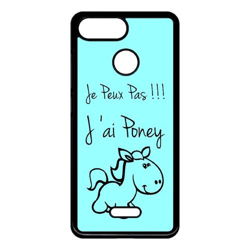 Coque Pour Smartphone - Citation Poney Turquoise - Compatible Avec Xiaomi Redmi 6 - Plastique - Bord Noir