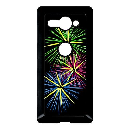 Coque Pour Smartphone - Feu D'artifice Tricolor - Compatible Avec Sony Xperia Xz2 Compact - Plastique - Bord Noir